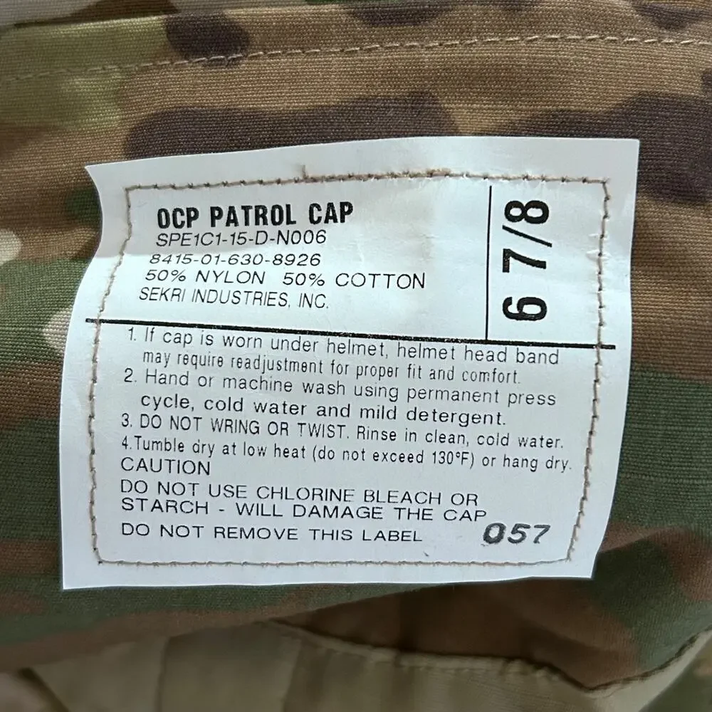 NEW US Military Issue‎ Sergeant OCP Camouflage Army Patrol Cap Hat Size 6-7/8